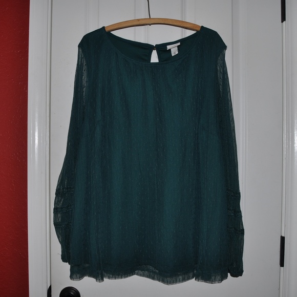 New AVA & VIV Country Green Mesh Blouson Top [D6] - Picture 4 of 8